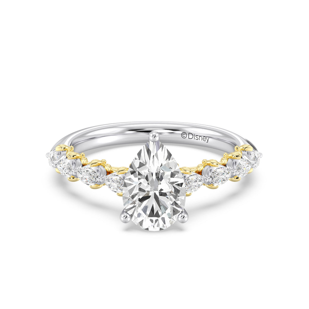 Enchanted Star Lab Grown Diamond 14K Gold Rapunzel Magic Flower Engagement Ring with White/Yellow Cut Diamond in 14KT Pear view 2
