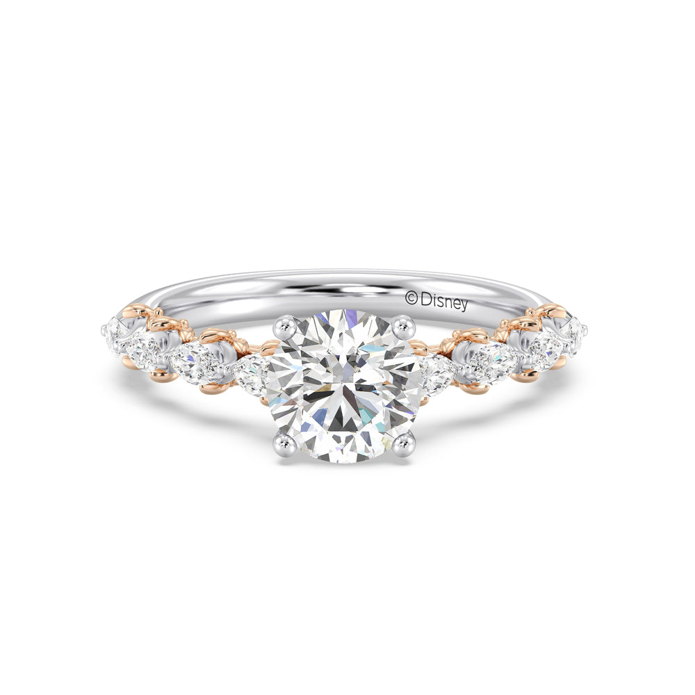 Enchanted Star Lab Grown Diamond 14K Gold Rapunzel Magic Flower Engagement Ring with White/Rose Cut Diamond in 14KT Round view 2
