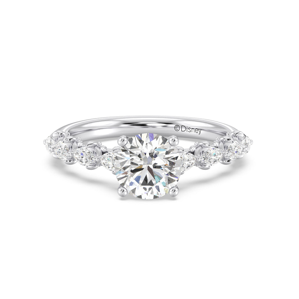 Enchanted Star Lab Grown Diamond 14K Gold Rapunzel Magic Flower Engagement Ring with White Cut Diamond in 14KT Round view 2
