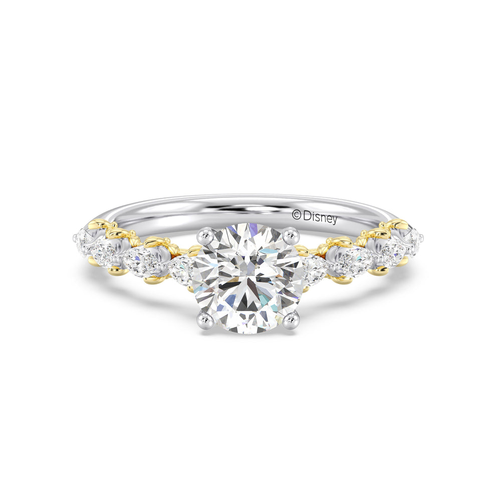 Enchanted Star Lab Grown Diamond 14K Gold Rapunzel Magic Flower Engagement Ring with White/Yellow Cut Diamond in 14KT Round view 2
