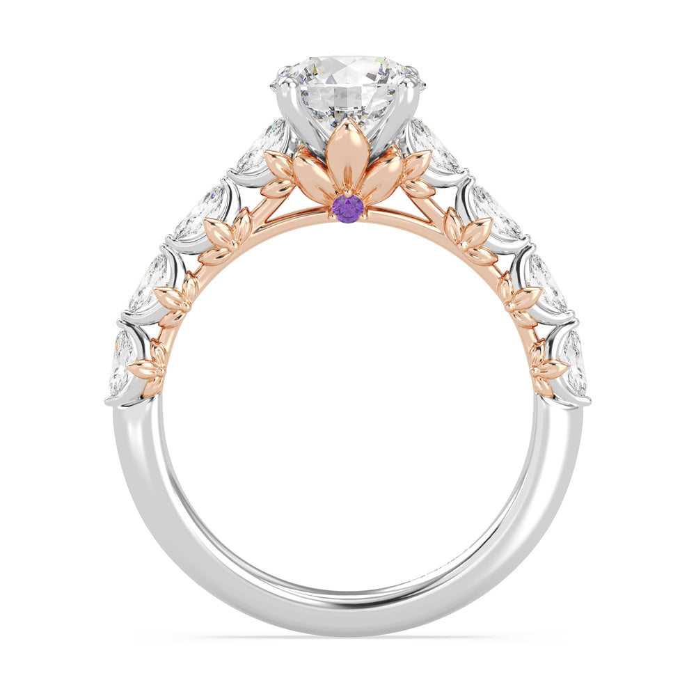 Enchanted Star Lab Grown Diamond 14K Gold Rapunzel Magic Flower Engagement Ring with White/Rose Cut Diamond in 14KT Round view 3
