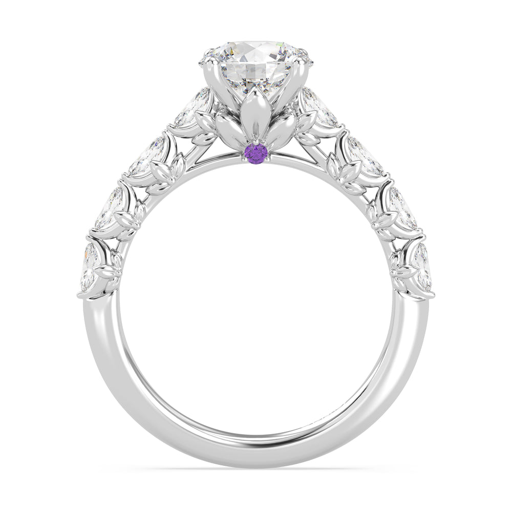 Enchanted Star Lab Grown Diamond 14K Gold Rapunzel Magic Flower Engagement Ring with White Cut Diamond in 14KT Round view 3
