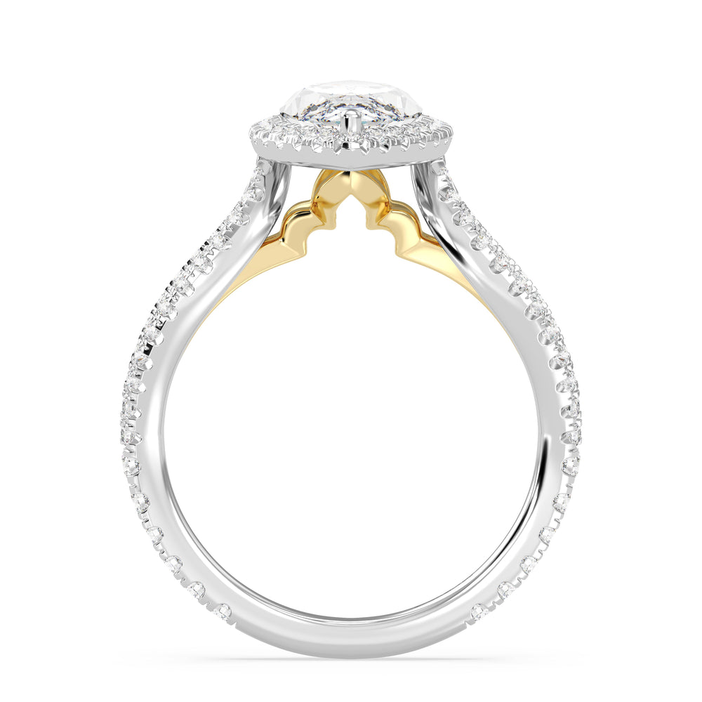 Enchanted Star Lab Grown Diamond 14K Gold Jasmine Engagement Ring with White/Yellow Cut Diamond in 14KT Marquise view 3
