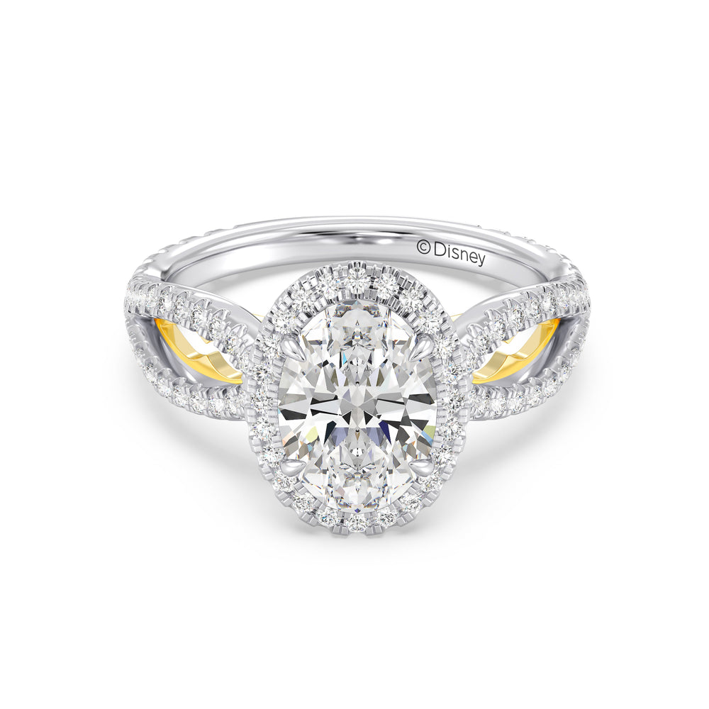 Enchanted Star Lab Grown Diamond 14K Gold Jasmine Engagement Ring with White/Yellow Cut Diamond in 14KT Oval view 2
