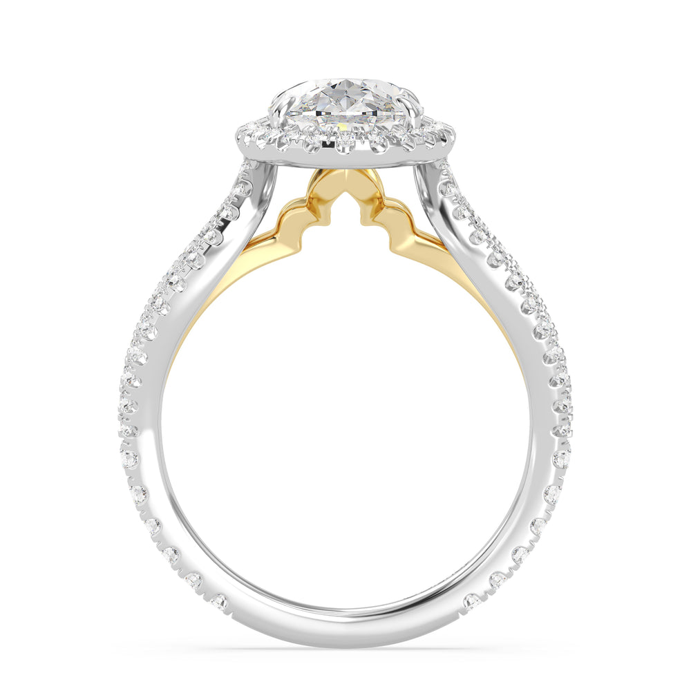 Enchanted Star Lab Grown Diamond 14K Gold Jasmine Engagement Ring with White/Yellow Cut Diamond in 14KT Oval view 3
