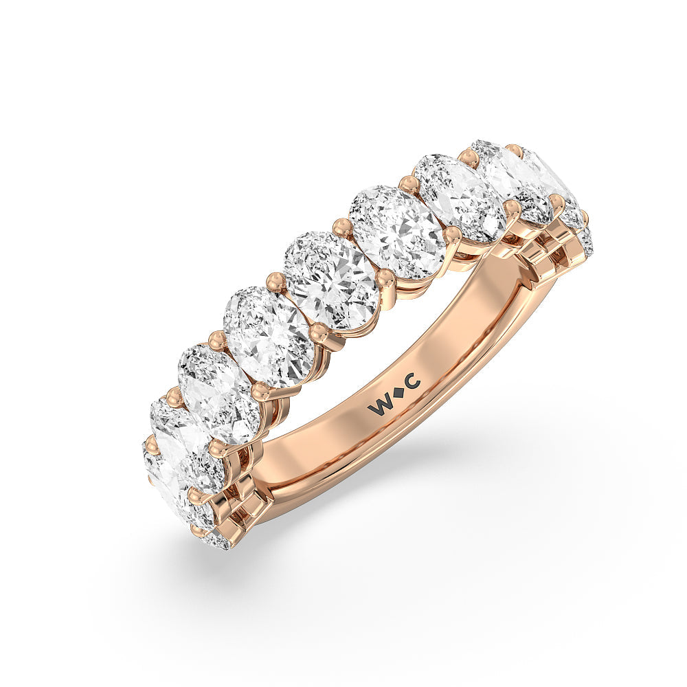 Modified Oval Anniversary Ring with 18KT Rose Gold / Natural / 3 1/3 Cut Diamond in 14KT Rose Gold / Natural / 3 1/3 view 3
