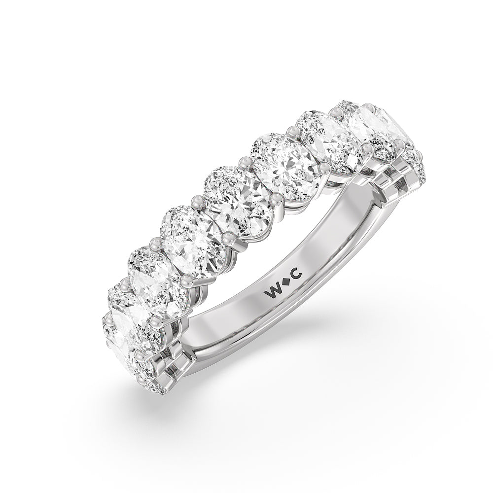 Modified Oval Anniversary Ring with Platinum / Natural / 3 1/3 Cut Diamond in 14KT Platinum / Natural / 3 1/3 view 3

