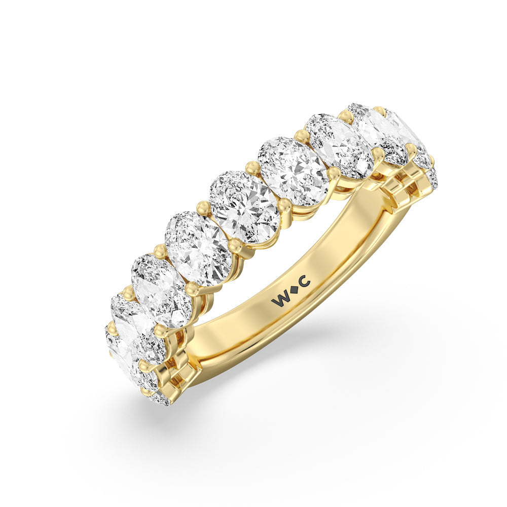 Modified Oval Anniversary Ring with 18KT Yellow Gold / Natural / 3 1/3 Cut Diamond in 14KT Yellow Gold / Natural / 3 1/3 view 3
