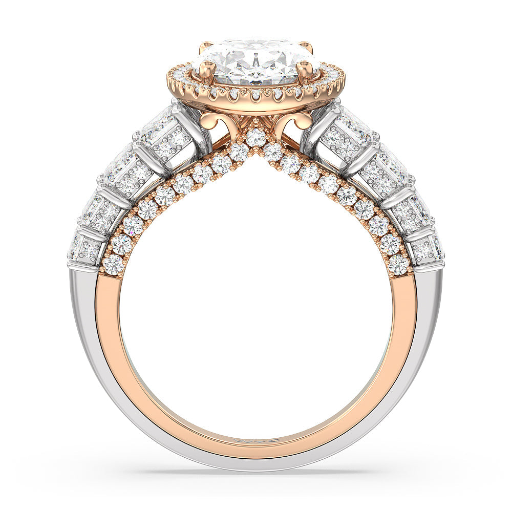 The Plaza Ring with Oval Cut Diamond in 14KT White & Rose Gold view 2
