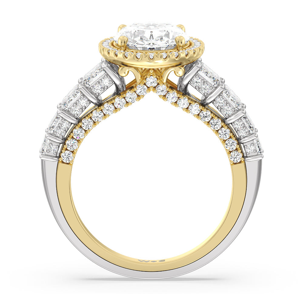 The Plaza Ring with Oval Cut Diamond in 14KT White & Yellow Gold view 2
