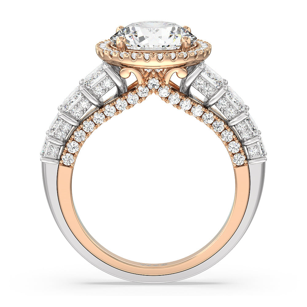 The Plaza Ring with Round Cut Diamond in 14KT White & Rose Gold view 2
