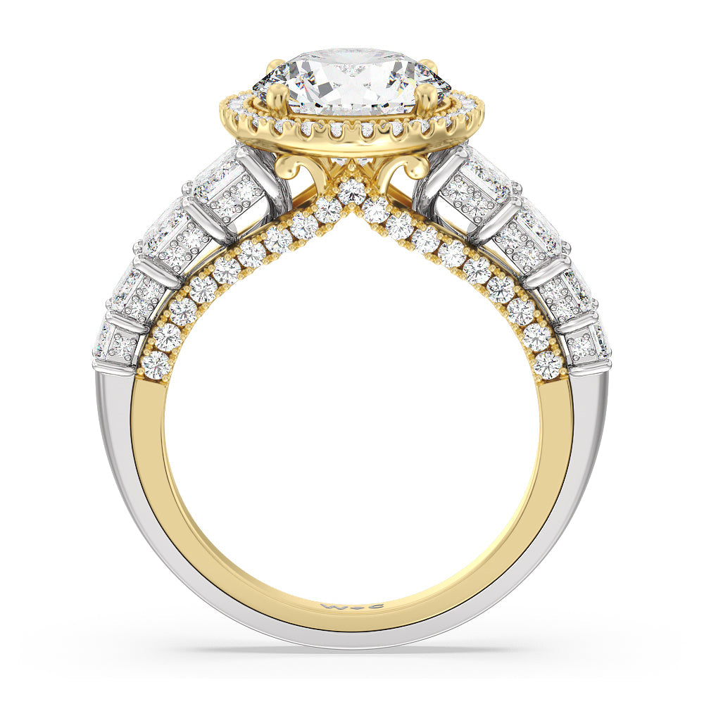 The Plaza Ring with Round Cut Diamond in 14KT White & Yellow Gold view 2
