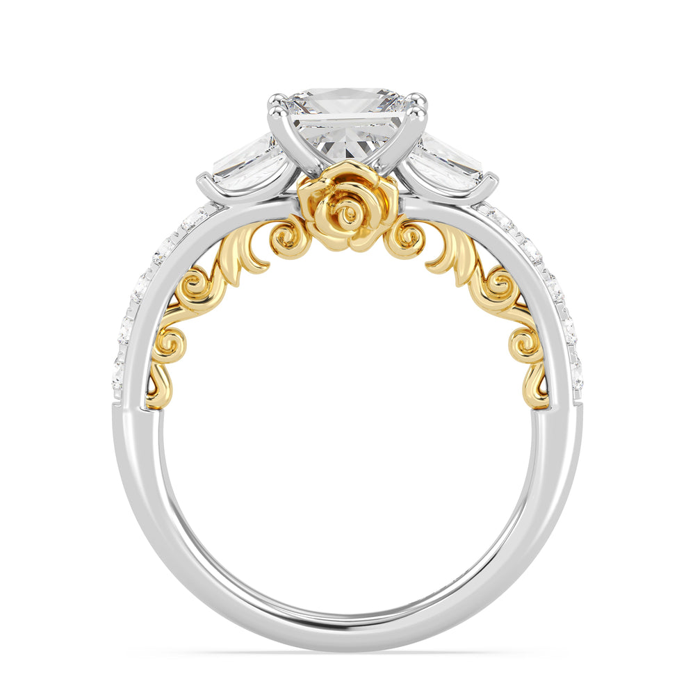 Enchanted Star Lab Grown Diamond 14K Gold Belle Gallery Engagement Ring with White/Yellow Cut Diamond in 14KT Princess view 5
