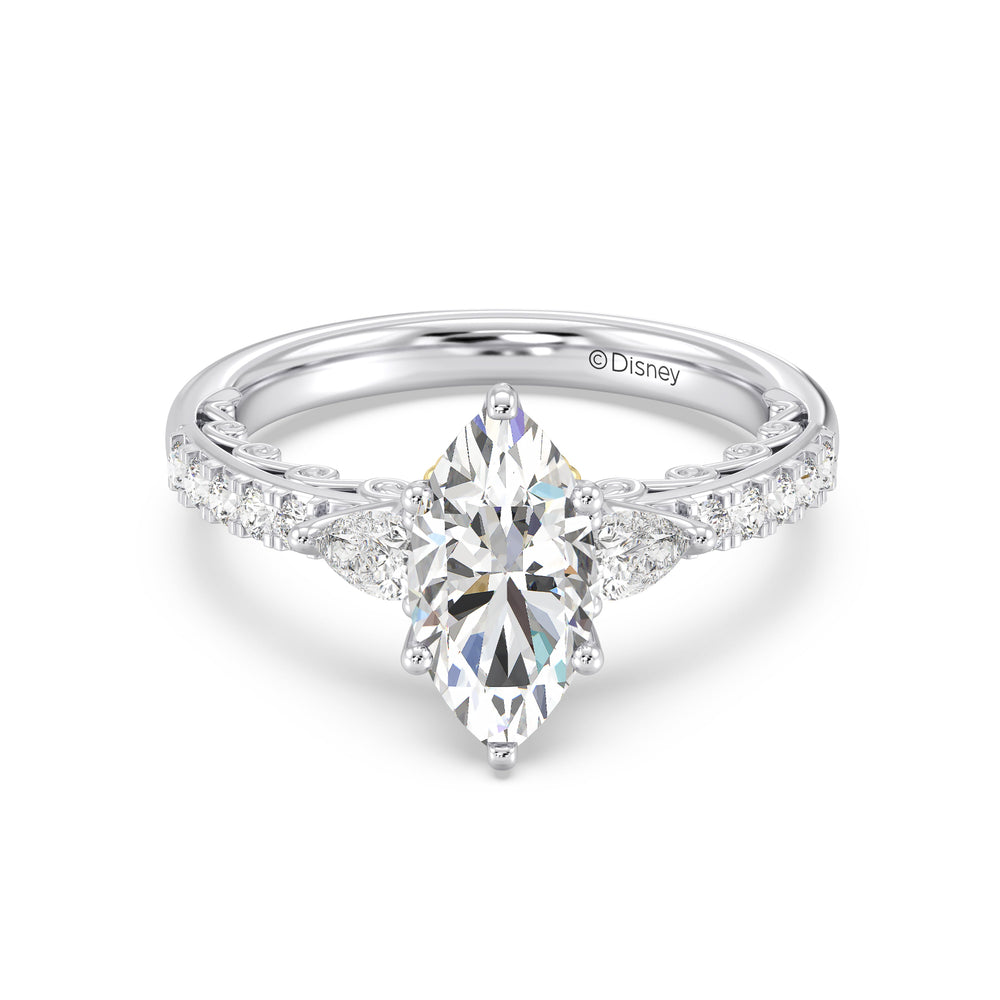 Enchanted Star Lab Grown Diamond 14K Gold Ariel Shell Gallery Engagement Ring with White/Yellow Cut Diamond in 14KT Marquise view 2
