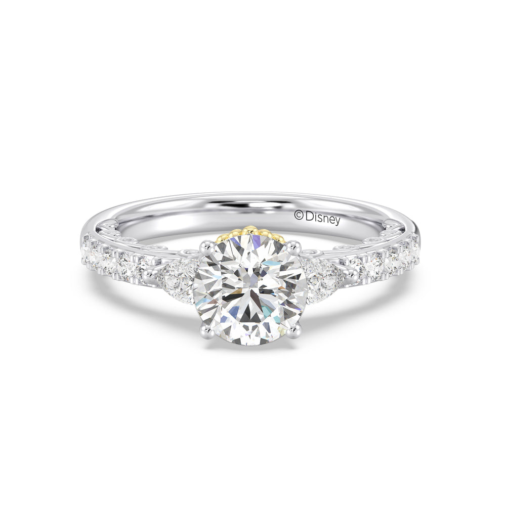 Enchanted Star Lab Grown Diamond 14K Gold Ariel Shell Gallery Engagement Ring with White/Yellow Cut Diamond in 14KT Round view 2
