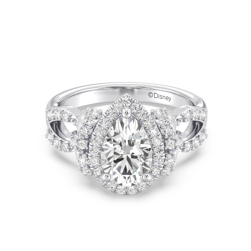 Enchanted Star Lab Grown Diamond 14K Gold Snow White Halo Engagement Ring with White Cut Diamond in 14KT Pear view 2
