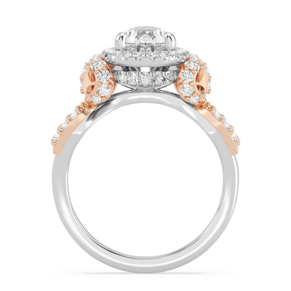Enchanted Star Lab Grown Diamond 14K Gold Snow White Halo Engagement Ring with White/Rose Cut Diamond in 14KT Pear view 3
