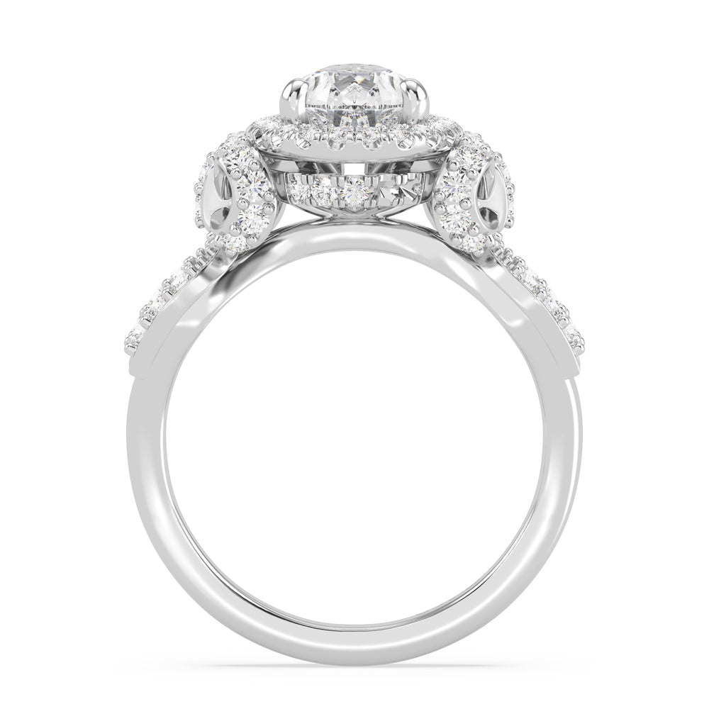 Enchanted Star Lab Grown Diamond 14K Gold Snow White Halo Engagement Ring with White Cut Diamond in 14KT Pear view 3
