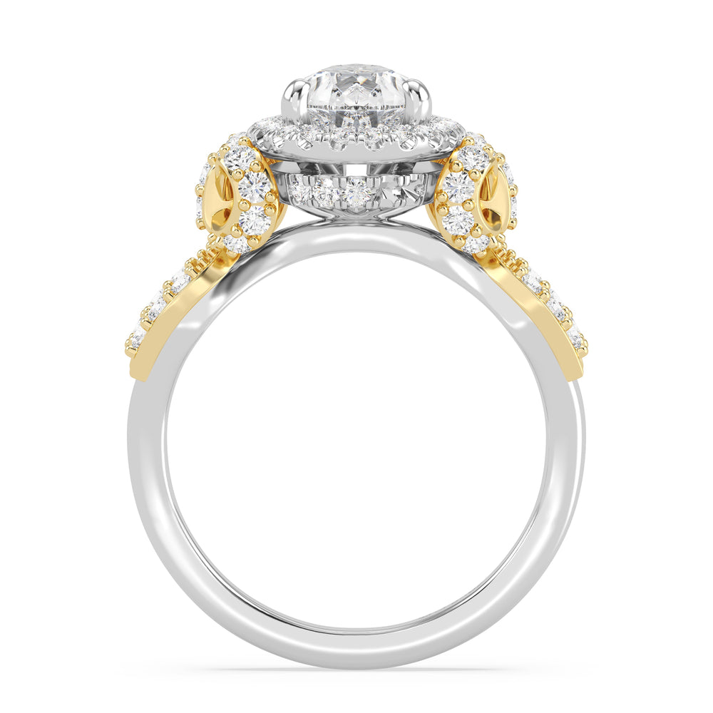 Enchanted Star Lab Grown Diamond 14K Gold Snow White Halo Engagement Ring with White/Yellow Cut Diamond in 14KT Pear view 3

