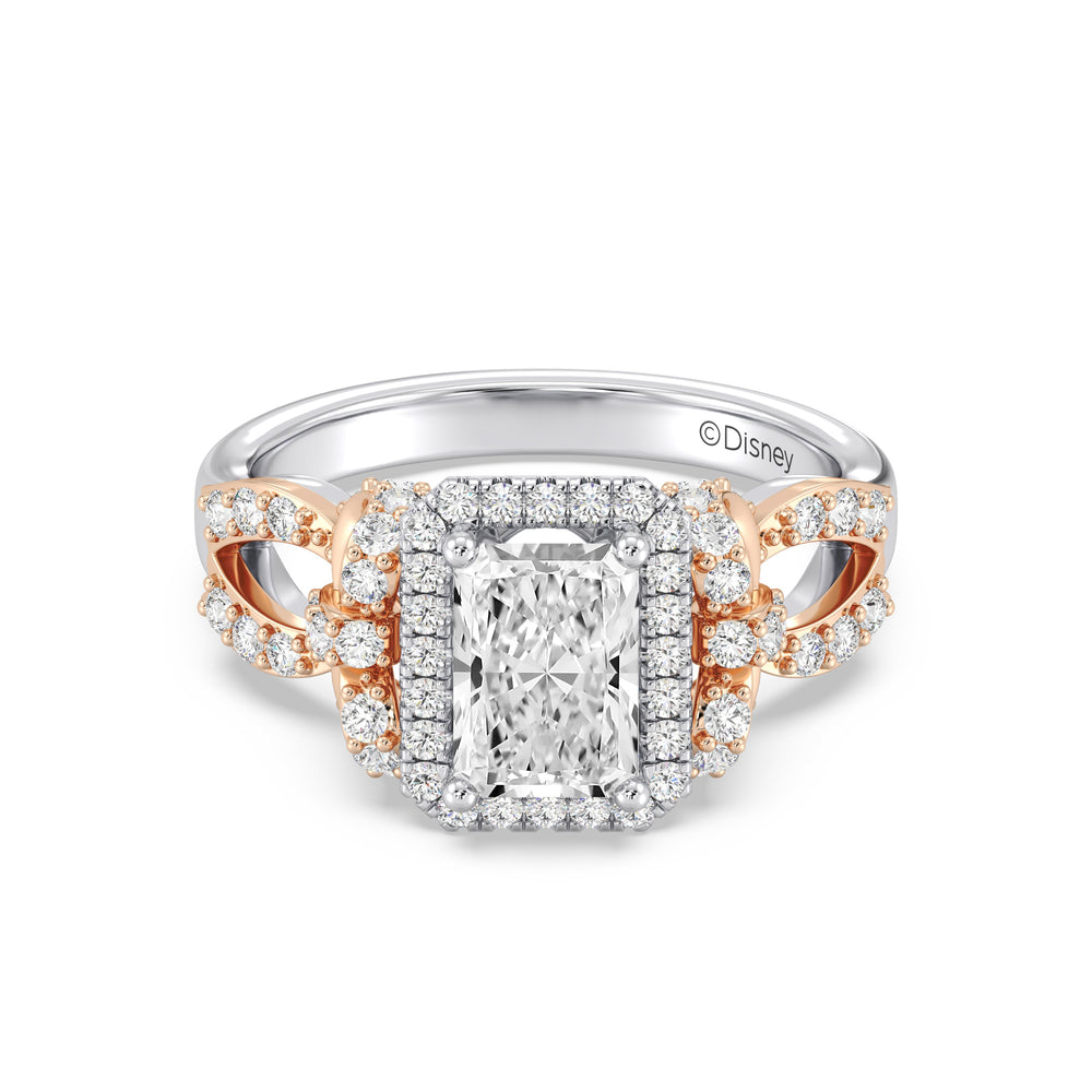 Enchanted Star Lab Grown Diamond 14K Gold Snow White Halo Engagement Ring with White/Rose Cut Diamond in 14KT Emerald view 2

