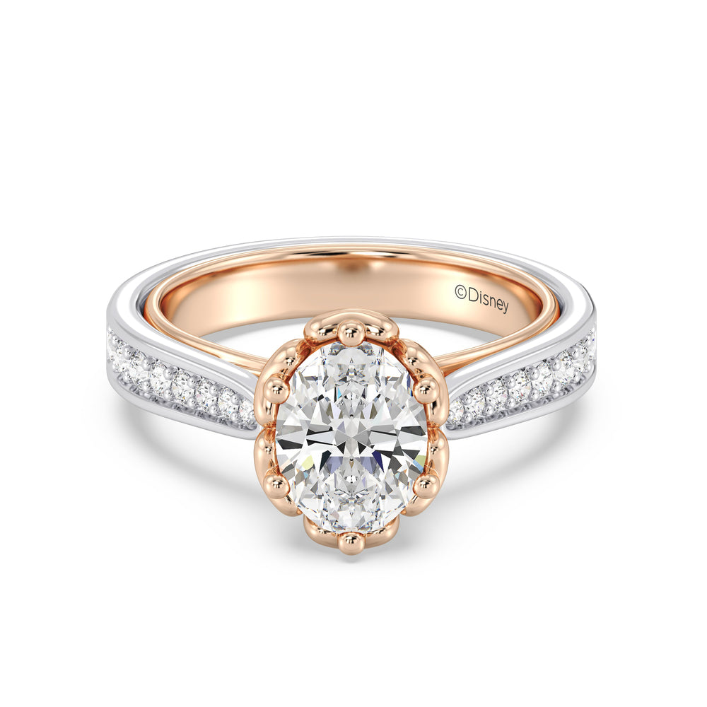 Enchanted Star Lab Grown Diamond Belle Rose Engagement Ring with White/Rose Cut Diamond in 14KT Oval view 2
