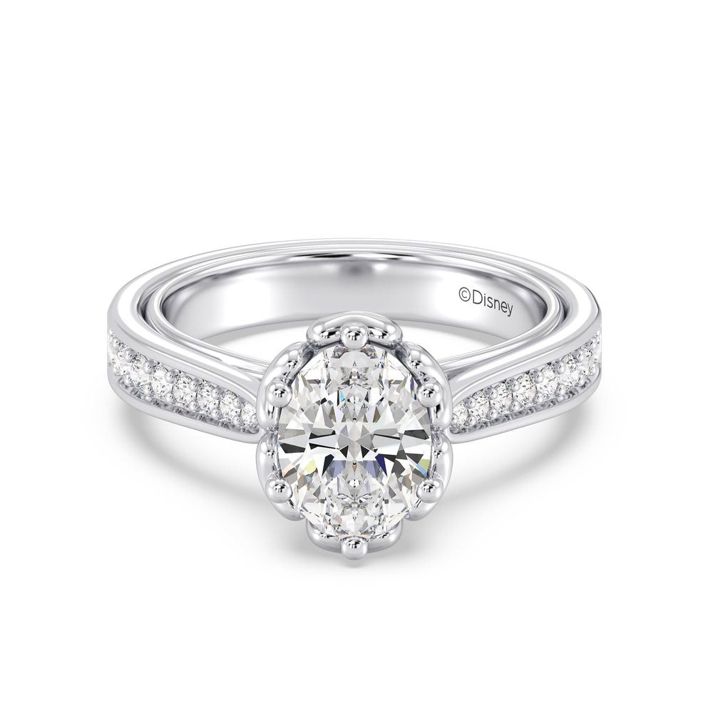 Enchanted Star Lab Grown Diamond Belle Rose Engagement Ring with White Cut Diamond in 14KT Oval view 2
