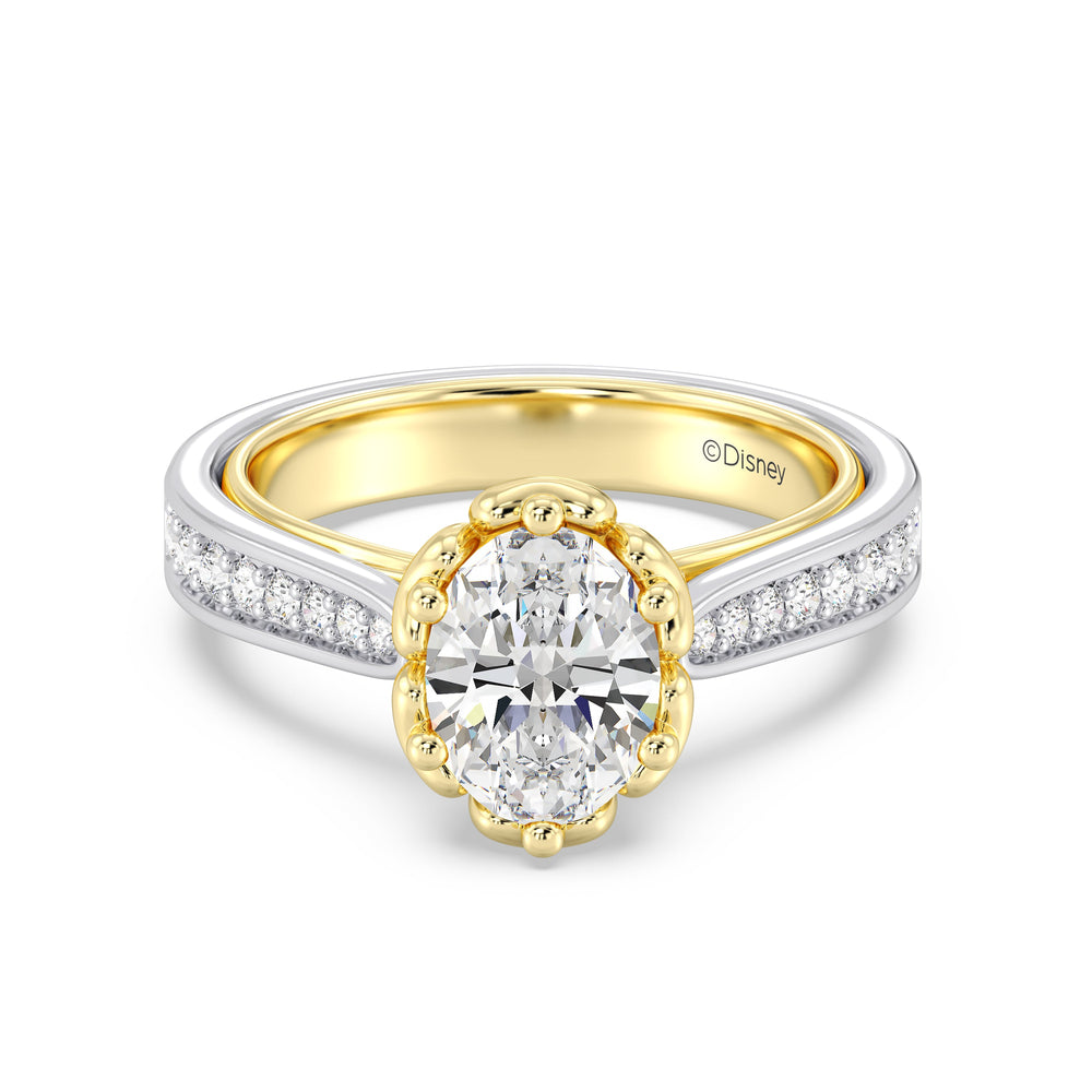Enchanted Star Lab Grown Diamond Belle Rose Engagement Ring with White/Yellow Cut Diamond in 14KT Oval view 2
