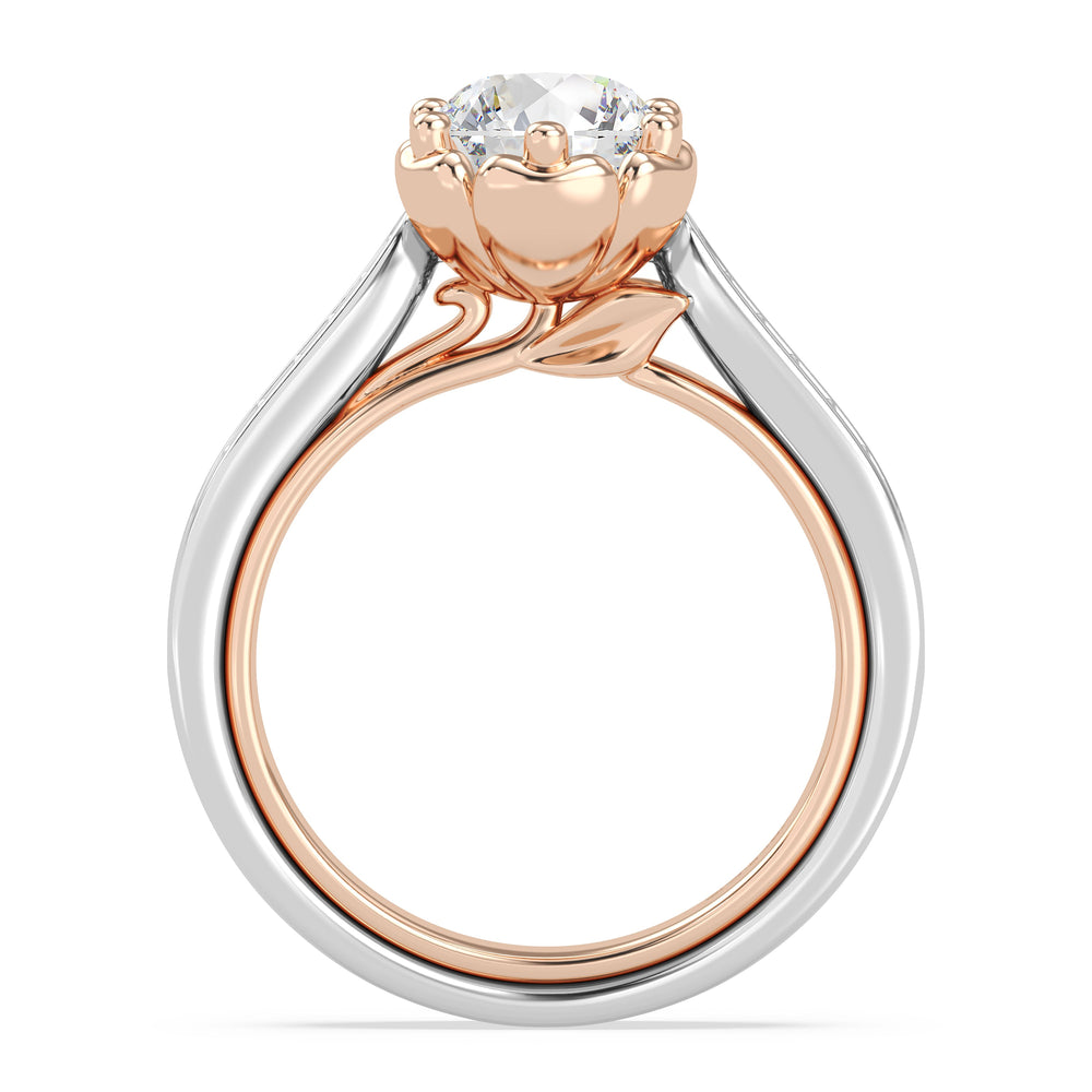 Enchanted Star Lab Grown Diamond Belle Rose Engagement Ring with White/Rose Cut Diamond in 14KT Oval view 3
