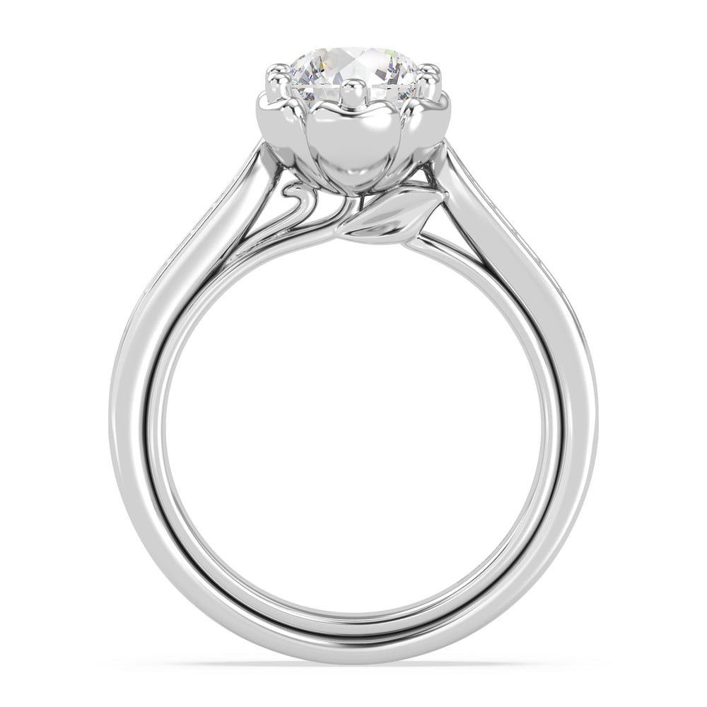 Enchanted Star Lab Grown Diamond Belle Rose Engagement Ring with White Cut Diamond in 14KT Oval view 3
