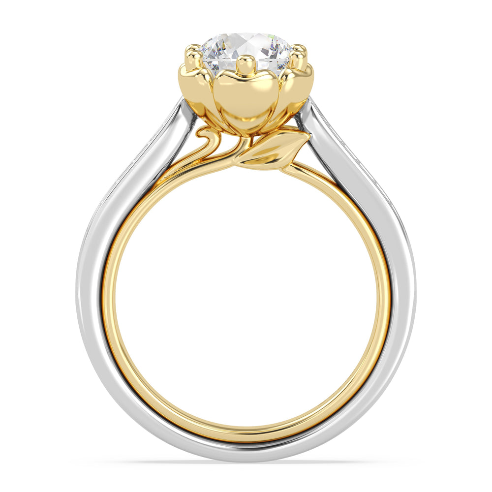 Enchanted Star Lab Grown Diamond Belle Rose Engagement Ring with White/Yellow Cut Diamond in 14KT Oval view 3
