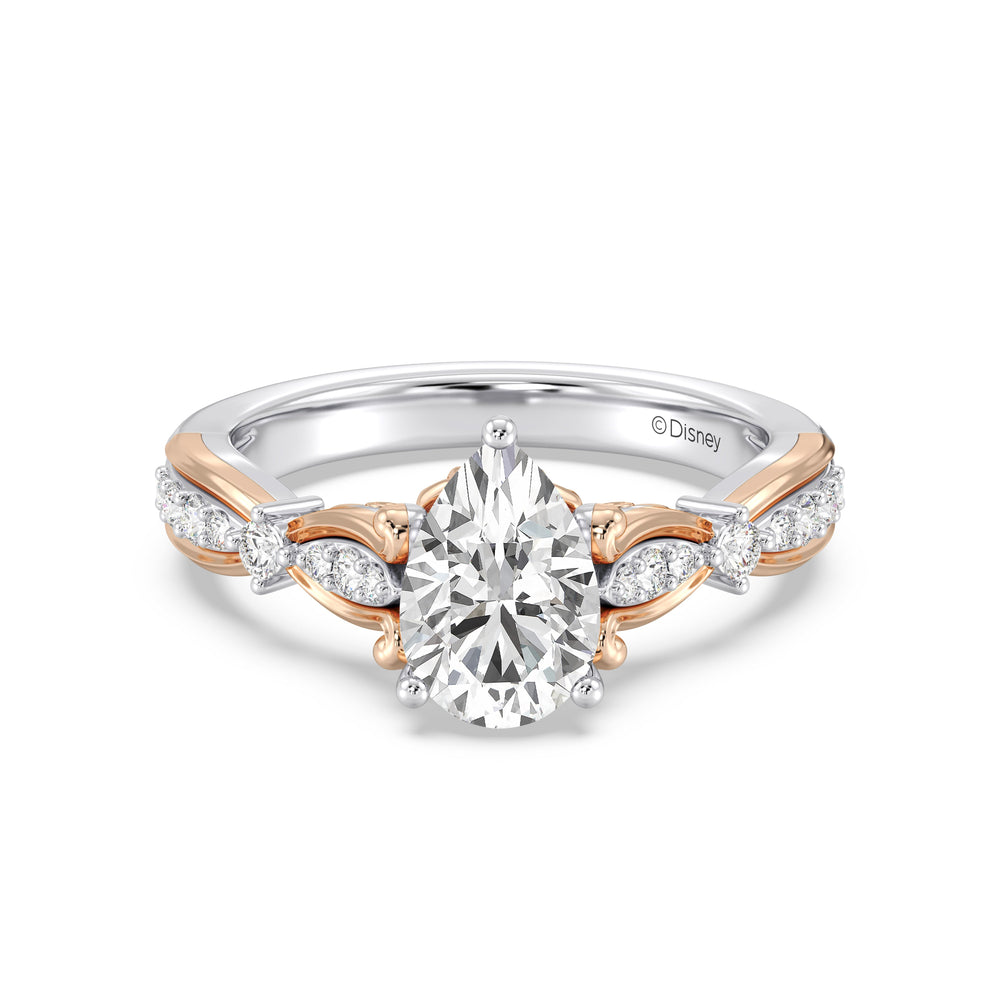 Enchanted Star Lab Grown Diamond 14K Gold Belle Ballroom Engagement Ring with White/Rose Cut Diamond in 14KT Pear view 2

