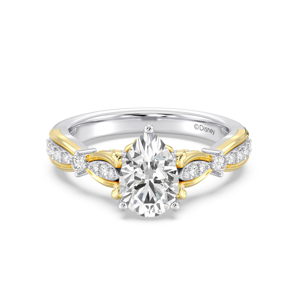 Enchanted Star Lab Grown Diamond 14K Gold Belle Ballroom Engagement Ring with White/Yellow Cut Diamond in 14KT Pear view 2
