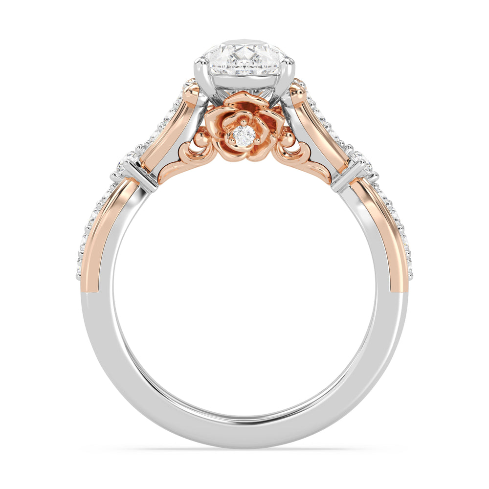 Enchanted Star Lab Grown Diamond 14K Gold Belle Ballroom Engagement Ring with White/Rose Cut Diamond in 14KT Pear view 3
