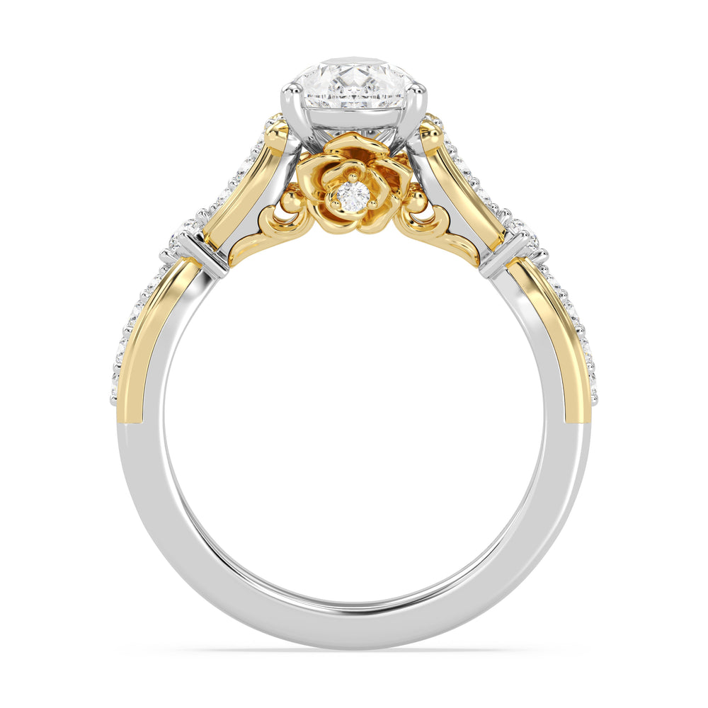 Enchanted Star Lab Grown Diamond 14K Gold Belle Ballroom Engagement Ring with White/Yellow Cut Diamond in 14KT Pear view 3
