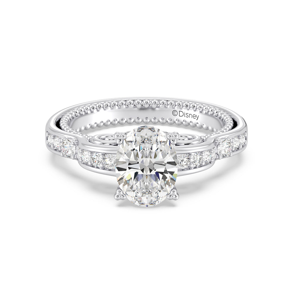 Enchanted Star Lab Grown Diamond 14K Gold Cinderella Carriage Engagement Ring with White Cut Diamond in 14KT Oval view 2
