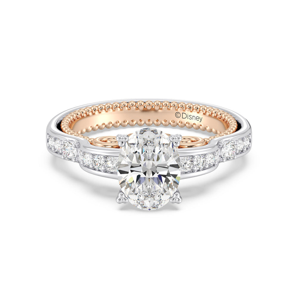 Enchanted Star Lab Grown Diamond 14K Gold Cinderella Carriage Engagement Ring with White/Rose Cut Diamond in 14KT Oval view 2
