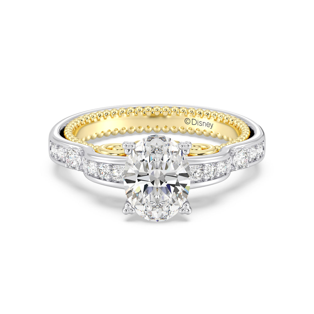 Enchanted Star Lab Grown Diamond 14K Gold Cinderella Carriage Engagement Ring with White/Yellow Cut Diamond in 14KT Oval view 2
