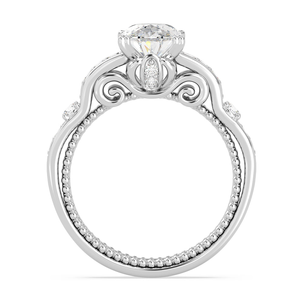 Enchanted Star Lab Grown Diamond 14K Gold Cinderella Carriage Engagement Ring with White Cut Diamond in 14KT Oval view 3
