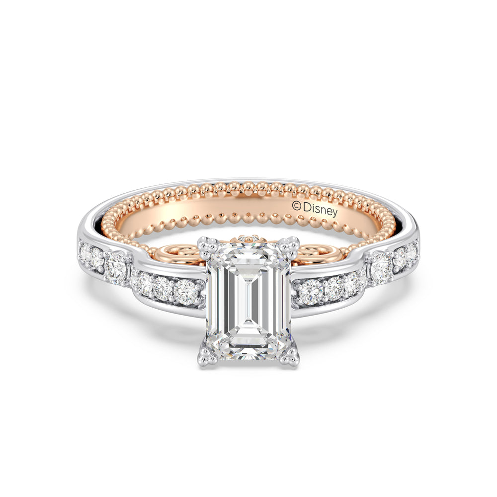 Enchanted Star Lab Grown Diamond 14K Gold Cinderella Carriage Engagement Ring with White/Rose Cut Diamond in 14KT Emerald view 2
