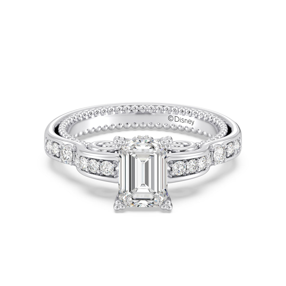 Enchanted Star Lab Grown Diamond 14K Gold Cinderella Carriage Engagement Ring with White Cut Diamond in 14KT Emerald view 2
