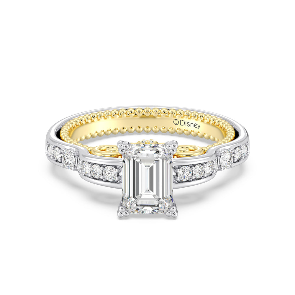 Enchanted Star Lab Grown Diamond 14K Gold Cinderella Carriage Engagement Ring with White/Yellow Cut Diamond in 14KT Emerald view 2
