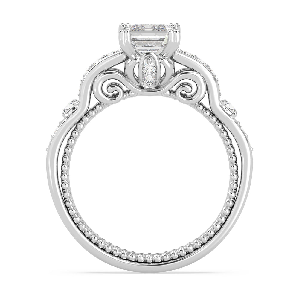 Enchanted Star Lab Grown Diamond 14K Gold Cinderella Carriage Engagement Ring with White Cut Diamond in 14KT Emerald view 3
