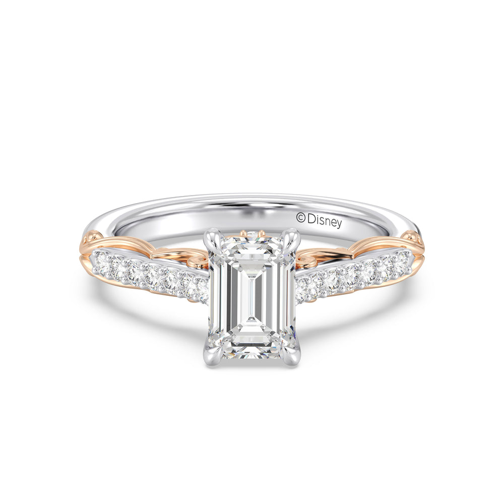 Enchanted Star Lab Grown Diamond 14K Gold Belle Rose Engagement Ring with White/Rose Cut Diamond in 14KT Emerald view 2
