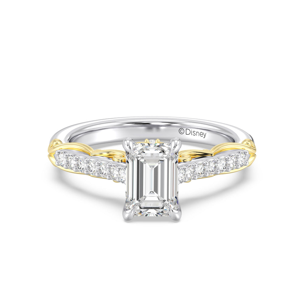 Enchanted Star Lab Grown Diamond 14K Gold Belle Rose Engagement Ring with White/Yellow Cut Diamond in 14KT Emerald view 2
