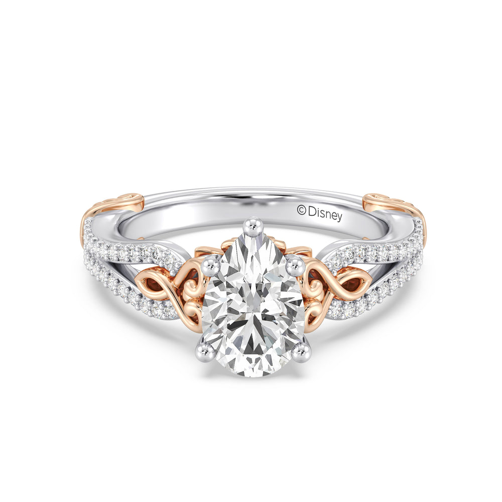 Enchanted Star Lab Grown Diamond 14K Gold Belle Vintage Engagement Ring with White/Rose Cut Diamond in 14KT Pear view 2
