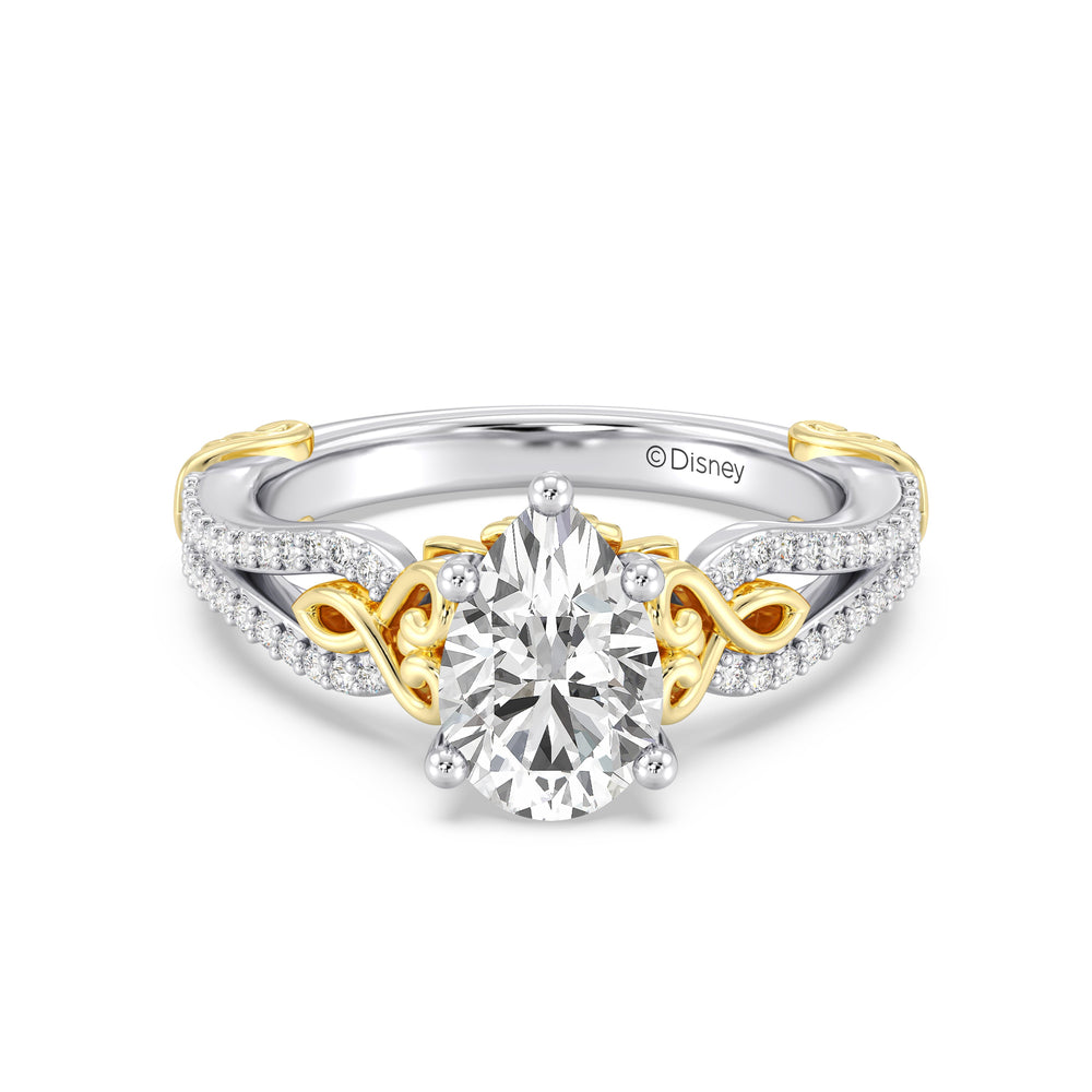Enchanted Star Lab Grown Diamond 14K Gold Belle Vintage Engagement Ring with White/Yellow Cut Diamond in 14KT Pear view 2
