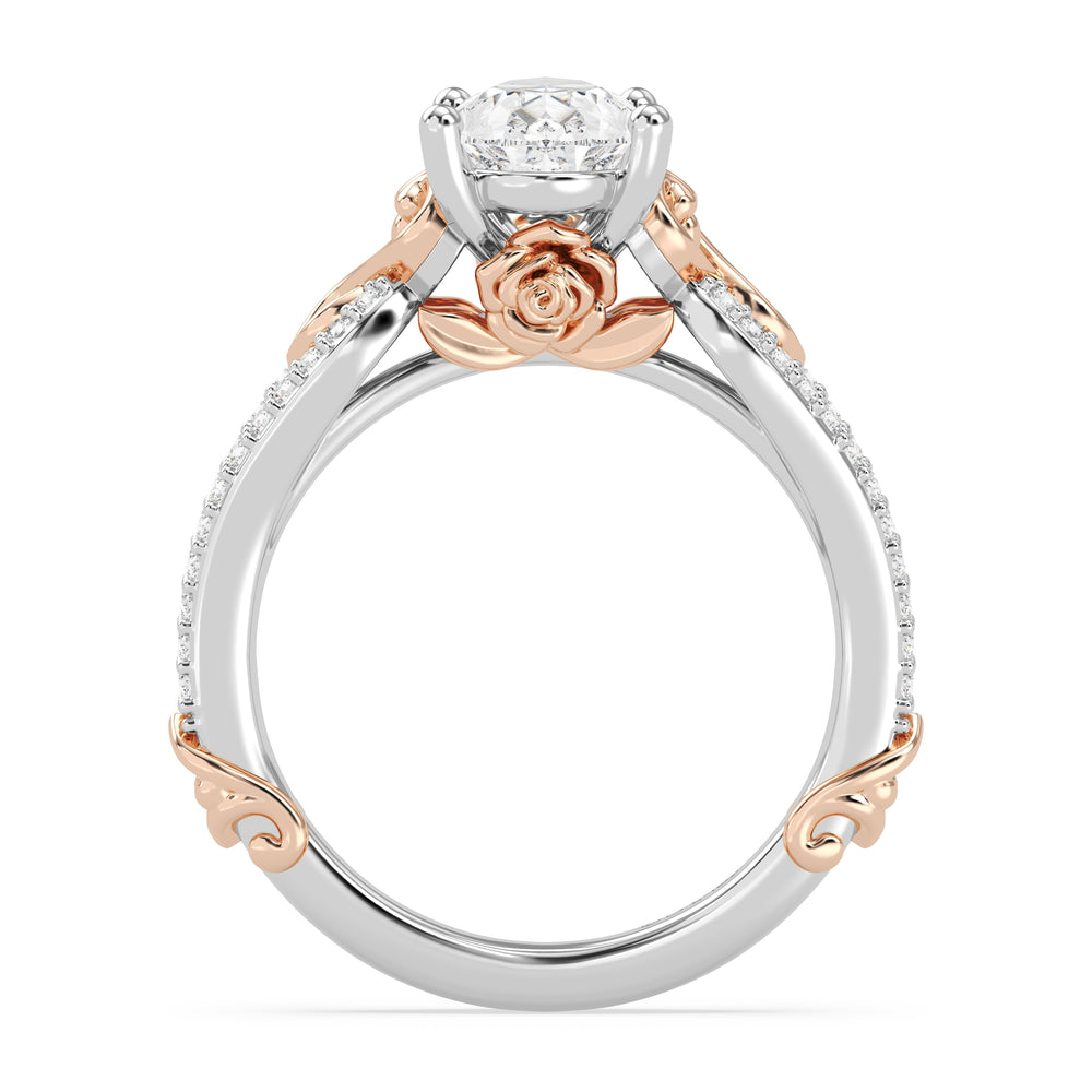 Enchanted Star Lab Grown Diamond 14K Gold Belle Vintage Engagement Ring with White/Rose Cut Diamond in 14KT Pear view 3
