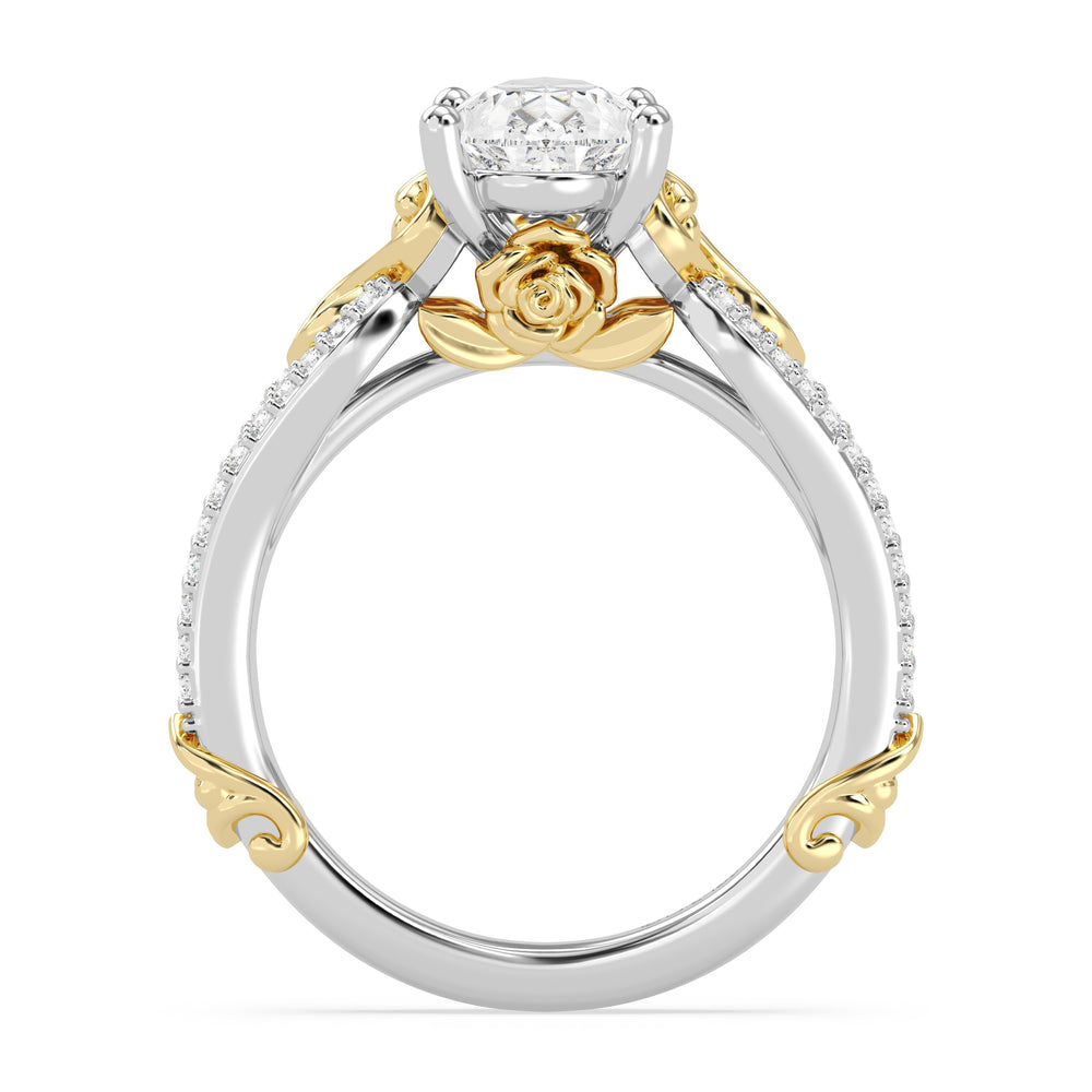 Enchanted Star Lab Grown Diamond 14K Gold Belle Vintage Engagement Ring with White/Yellow Cut Diamond in 14KT Pear view 3
