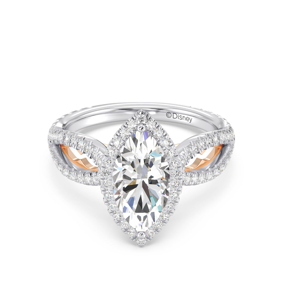 Enchanted Star Lab Grown Diamond 14K Gold Jasmine Engagement Ring with White/Rose Cut Diamond in 14KT Marquise view 2
