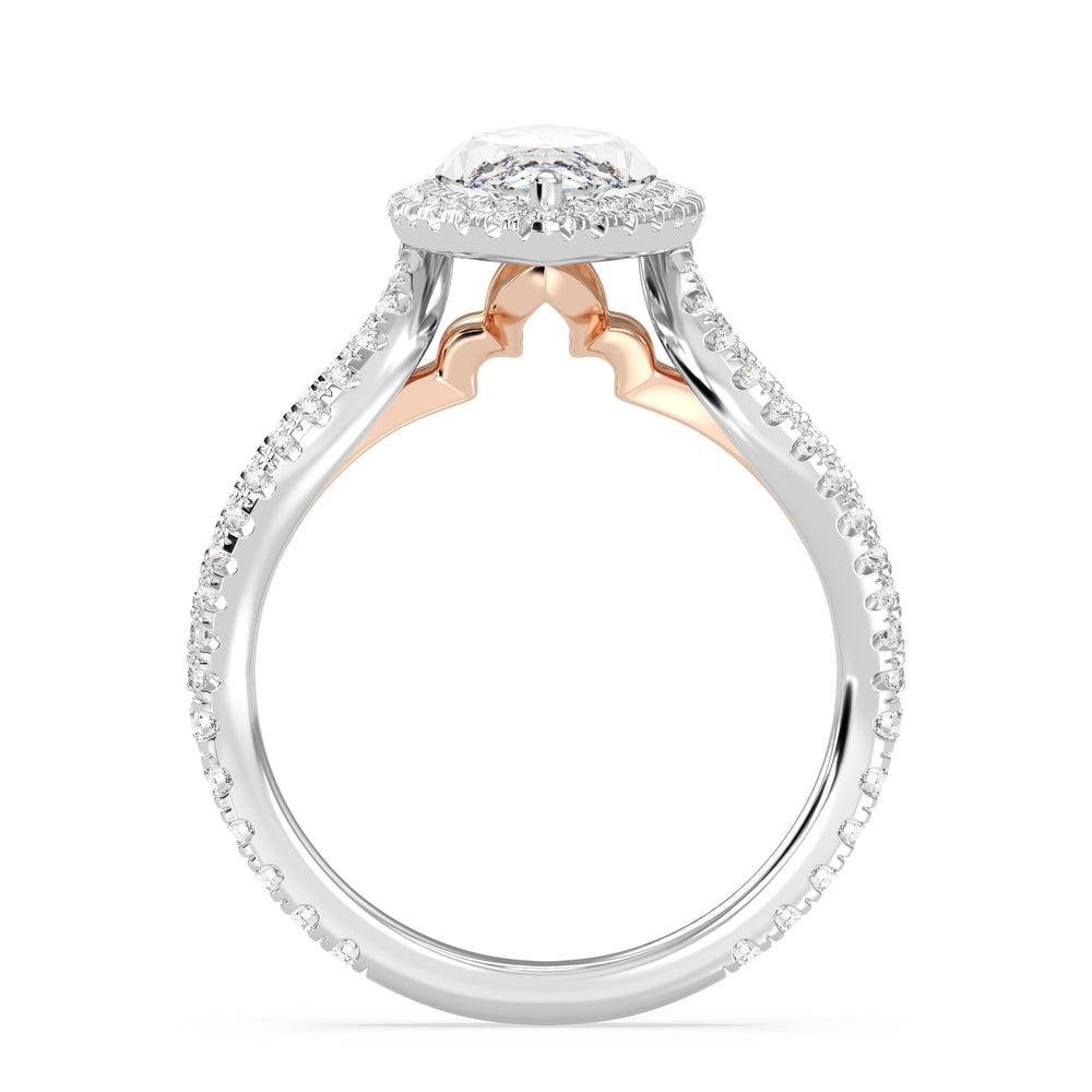 Enchanted Star Lab Grown Diamond 14K Gold Jasmine Engagement Ring with White/Rose Cut Diamond in 14KT Marquise view 3
